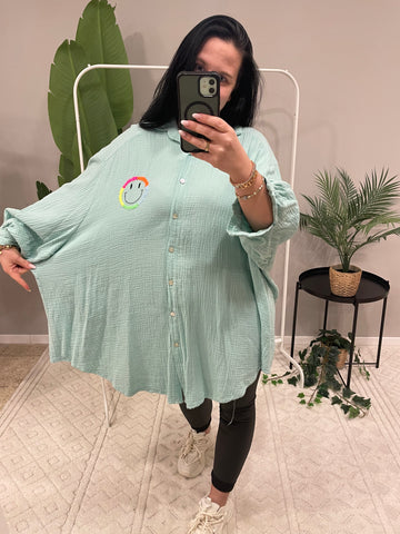 MUSSELINBLUSE SMILE MINT