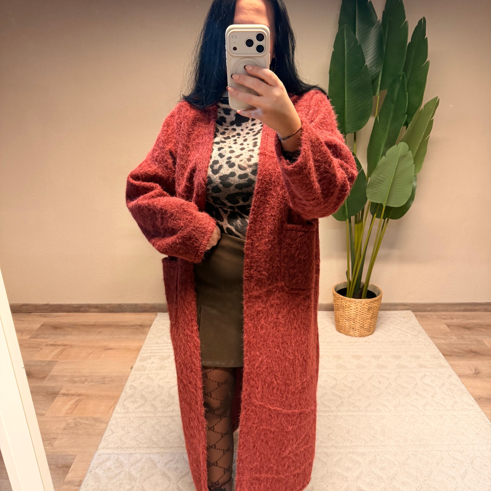 CARDIGAN KUSCHEL ROT