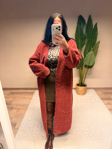 CARDIGAN KUSCHEL ROT