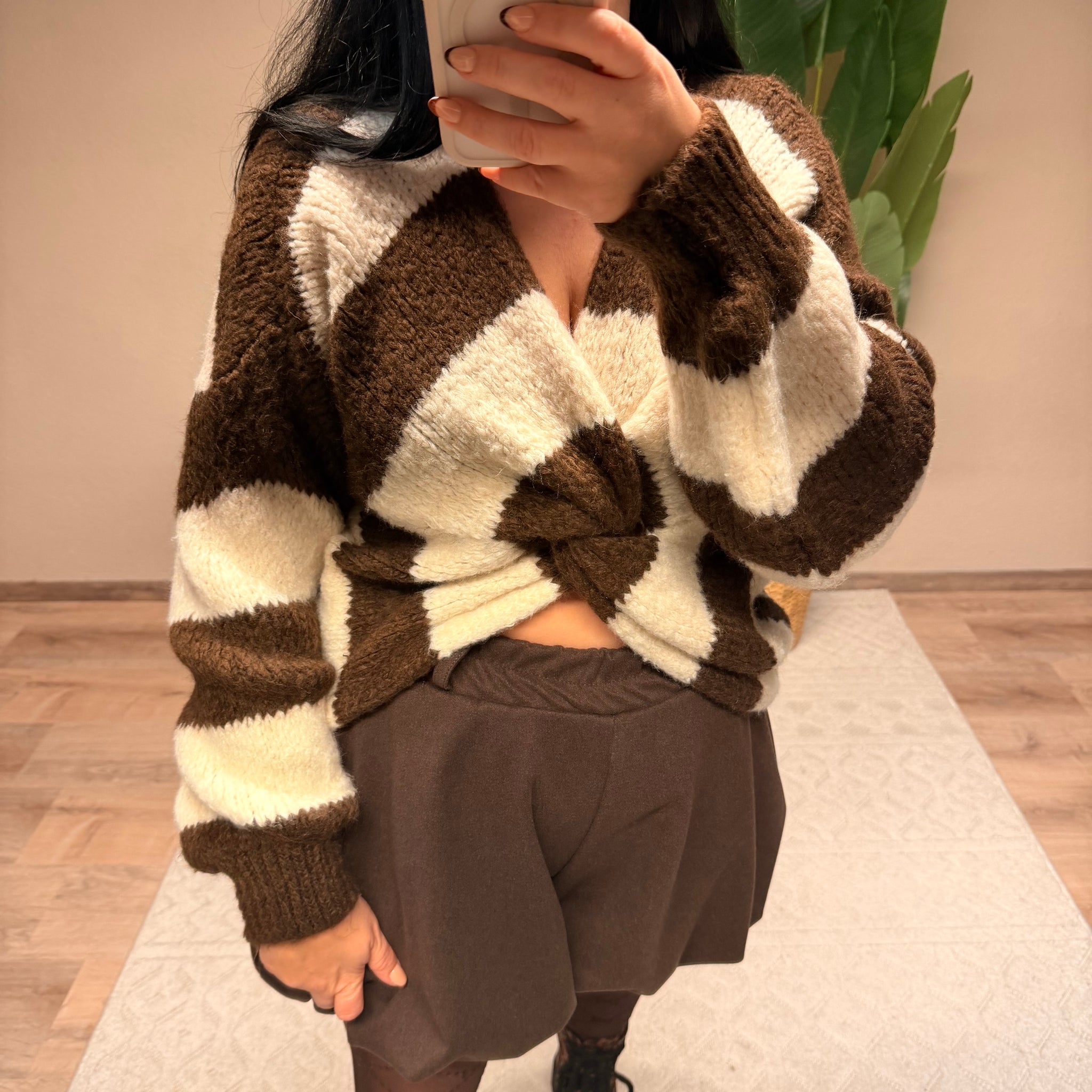 PULLOVER SCHLEIFI BEIGE/SCHOKO