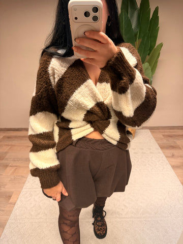 PULLOVER SCHLEIFI BEIGE/SCHOKO