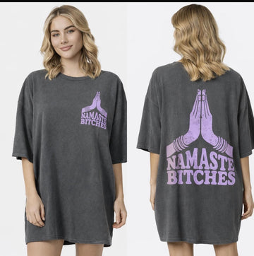 NAMASTE OVERSIZE SHIRT GRAU
